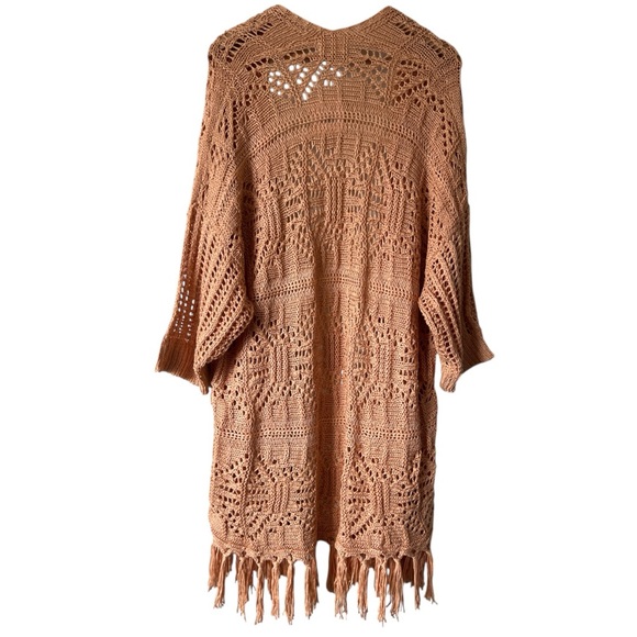 NKN Nekane Orange Zaniah Open Front Midi Kimono Cardigan Fringe Boho Size M/L - Picture 3 of 11